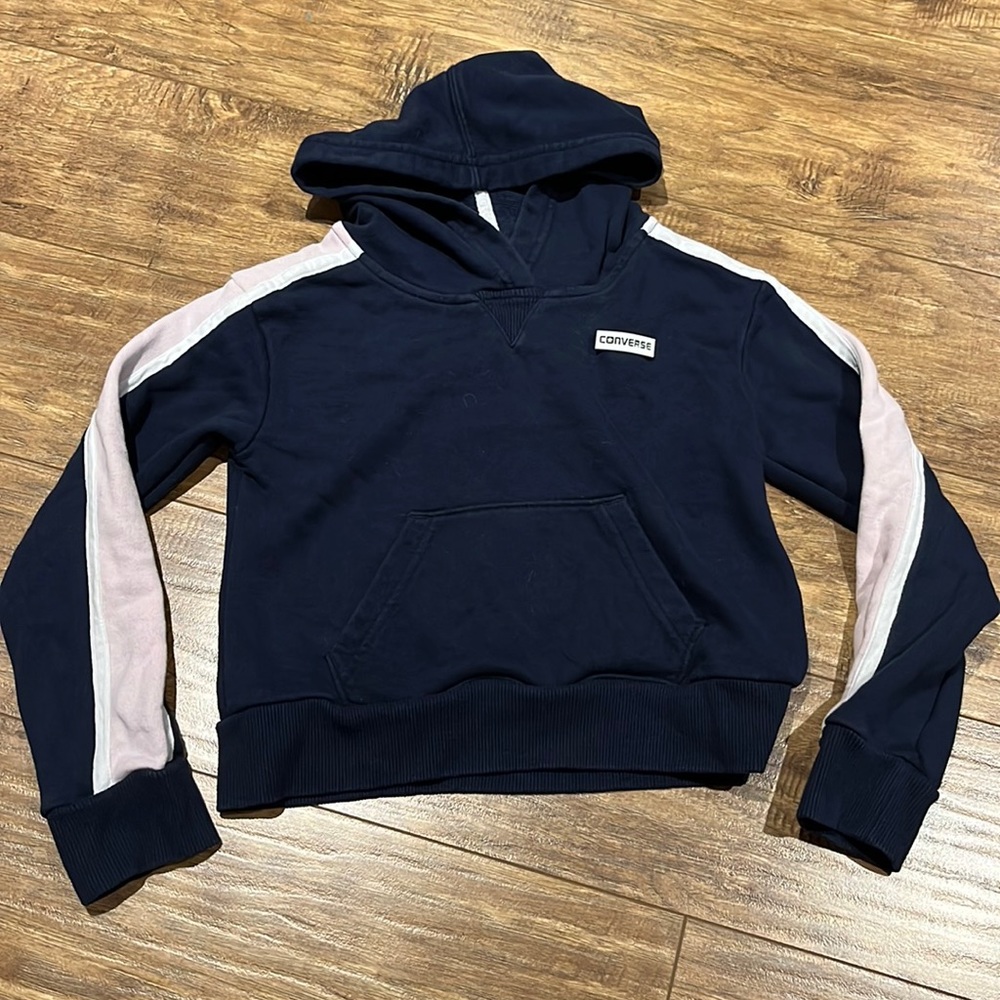 Converse crop hoodie in navy blue